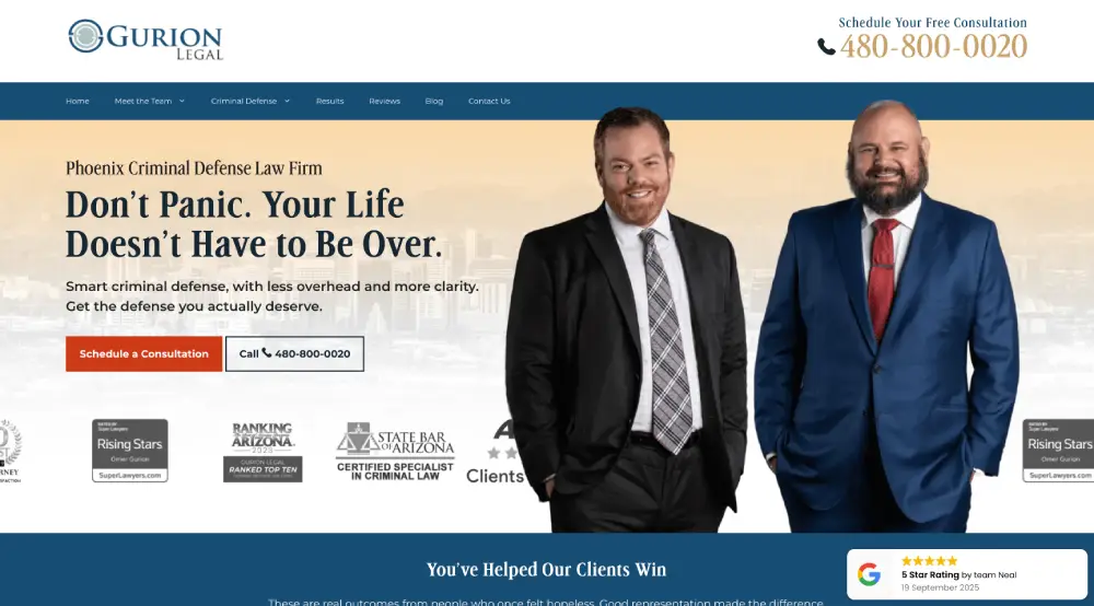 Gurion Legal - Phoenix Criminal Defense Law Firm Homepage